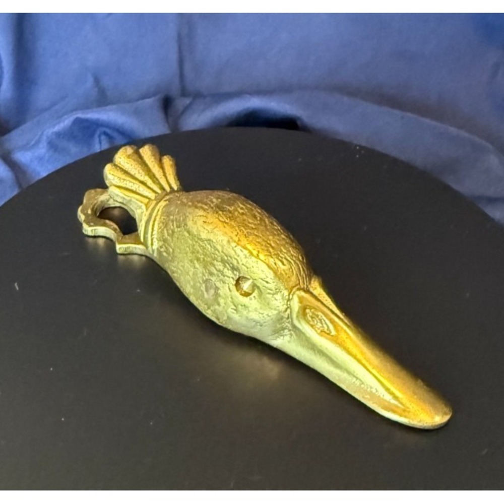 Vintage Brass Duck Head Desk Clip Figural Paperweight Letter Clamp